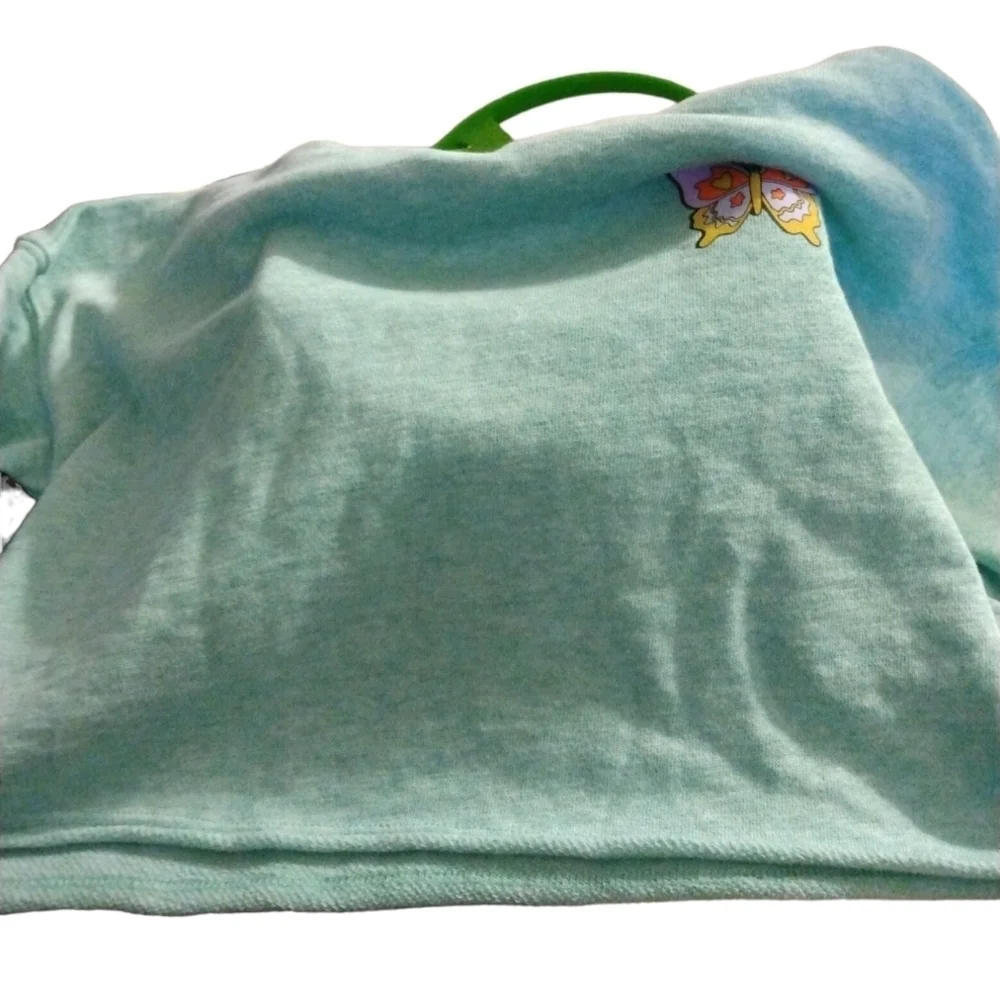 Old Navy Girl's Mint Green Cropped Butterfly Hooded Sweatshirt Sized XS 5